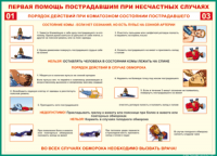 Таблица "Порядок действий при коматозном состоянии пострадавшего" (100х140 сантиметров, винил) - fgospostavki.ru - Нижний Новгород