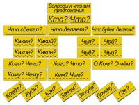 Набор магнитных карточек "Вопросы к членам предложения" (фон жёлтый) - fgospostavki.ru - Нижний Новгород