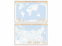 Фрагмент (демонстрационный) маркерный (двухсторонний) "Карта мира и Российской Федерации" (немая) с комплектом тематических магнитов - fgospostavki.ru - Нижний Новгород