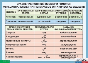 Таблица. Сравнение понятий изомер и гомолог. Функциональные группы классов органических веществ. - fgospostavki.ru - Нижний Новгород