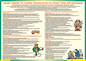 Таблица "Правила безопасности на уроках труда для мальчиков" (100х140 сантиметров, винил) - fgospostavki.ru - Нижний Новгород