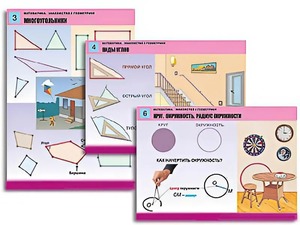 Комплект таблиц "Математика. Знакомство с геометрией" (6 таблиц, формат А1, ламинированные) - fgospostavki.ru - Нижний Новгород