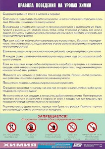 Таблица демонстрационная "Правила поведения на уроках химии" (винил 70х100) - fgospostavki.ru - Нижний Новгород
