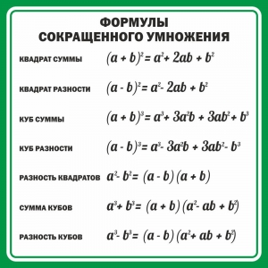 Стенд "Формулы сокращенного умножения" Вариант 2 - fgospostavki.ru - Нижний Новгород