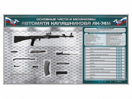 Электрифицированный стенд "Основные части и механизмы автомата Калашникова АК-74М" с полноразмерными, оригинальными макетами деталей и механизмов под стеклом - fgospostavki.ru - Нижний Новгород