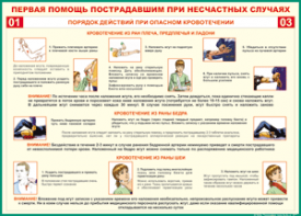 Таблица "Порядок действий при опасном кровотечении" (100х140 сантиметров, винил) - fgospostavki.ru - Нижний Новгород