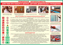 Таблица "Действия при пожаре в школах, детских дошкольных учреждениях" (100х140 сантиметров, винил) - fgospostavki.ru - Нижний Новгород