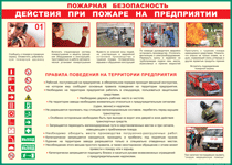 Таблица "Действия при пожаре на предприятии" (100х140 сантиметров, винил) - fgospostavki.ru - Нижний Новгород