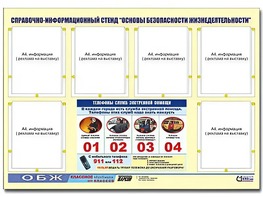 Стенд информационный "Основы безопасности жизнедеятельности" (80*110, 6 карманов) - fgospostavki.ru - Нижний Новгород